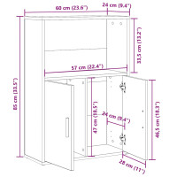 Produktbild för Bokhylla rökfärgad ek 60x24x85 cm konstruerat trä