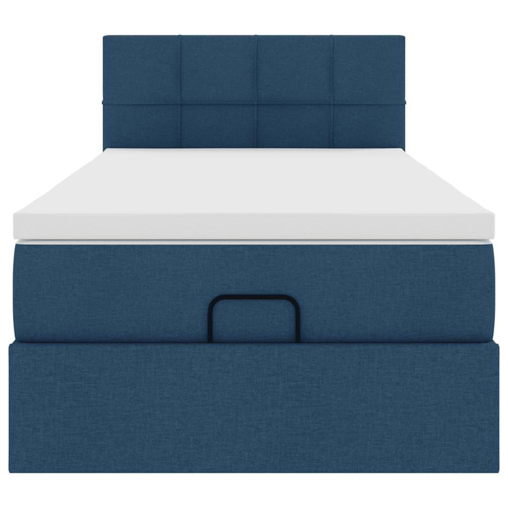 Produktbild för Ottoman sängram med madrass blå 90x190 cm tyg