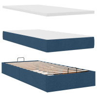 Produktbild för Ottoman sängram med madrass blå 90x190 cm tyg