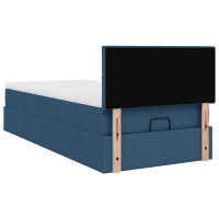 Produktbild för Ottoman sängram med madrass blå 90x190 cm tyg