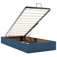 Produktbild för Ottoman sängram med madrass blå 90x190 cm tyg
