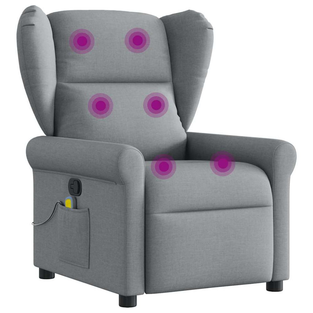 Produktbild för Massagefåtölj ljusgrå tyg