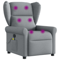 Produktbild för Massagefåtölj ljusgrå tyg