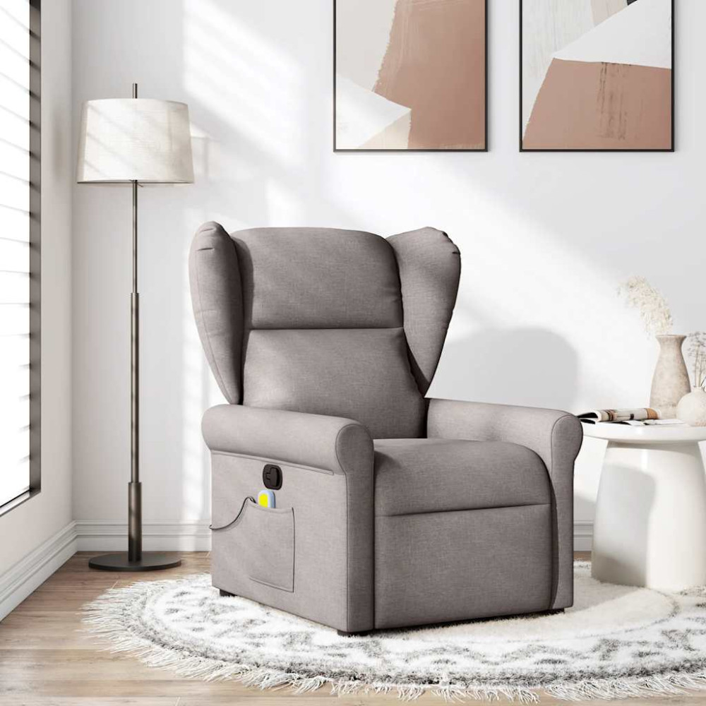Produktbild för Massagefåtölj taupe tyg