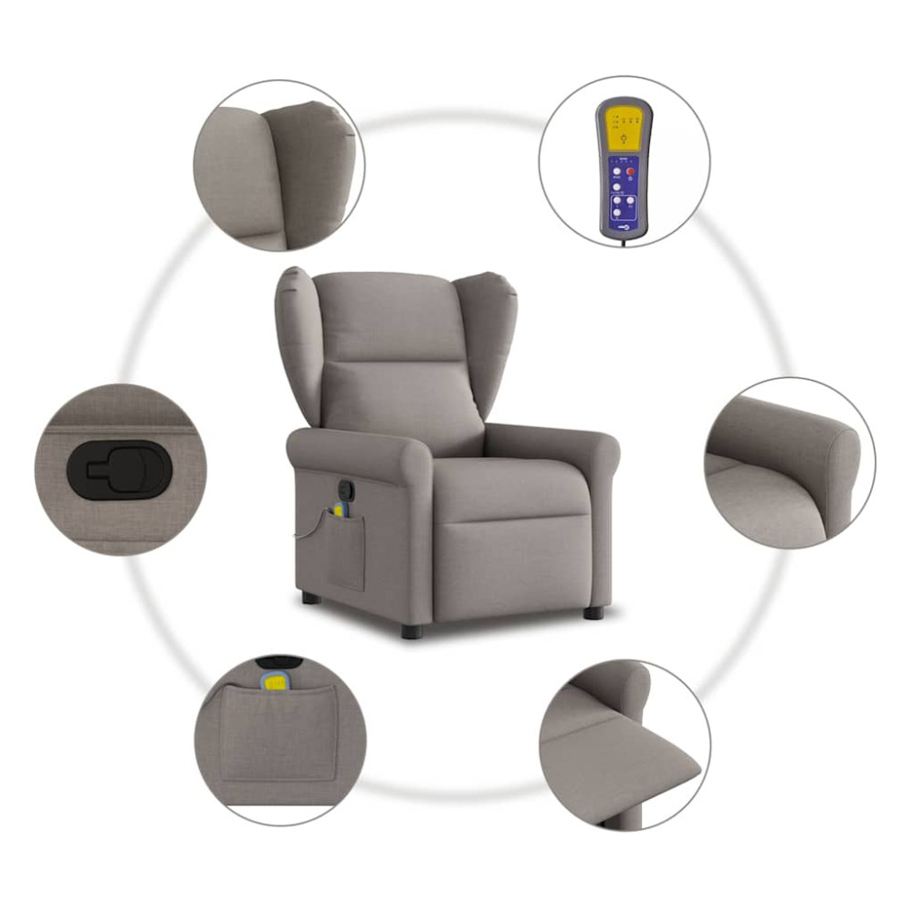 Produktbild för Massagefåtölj taupe tyg