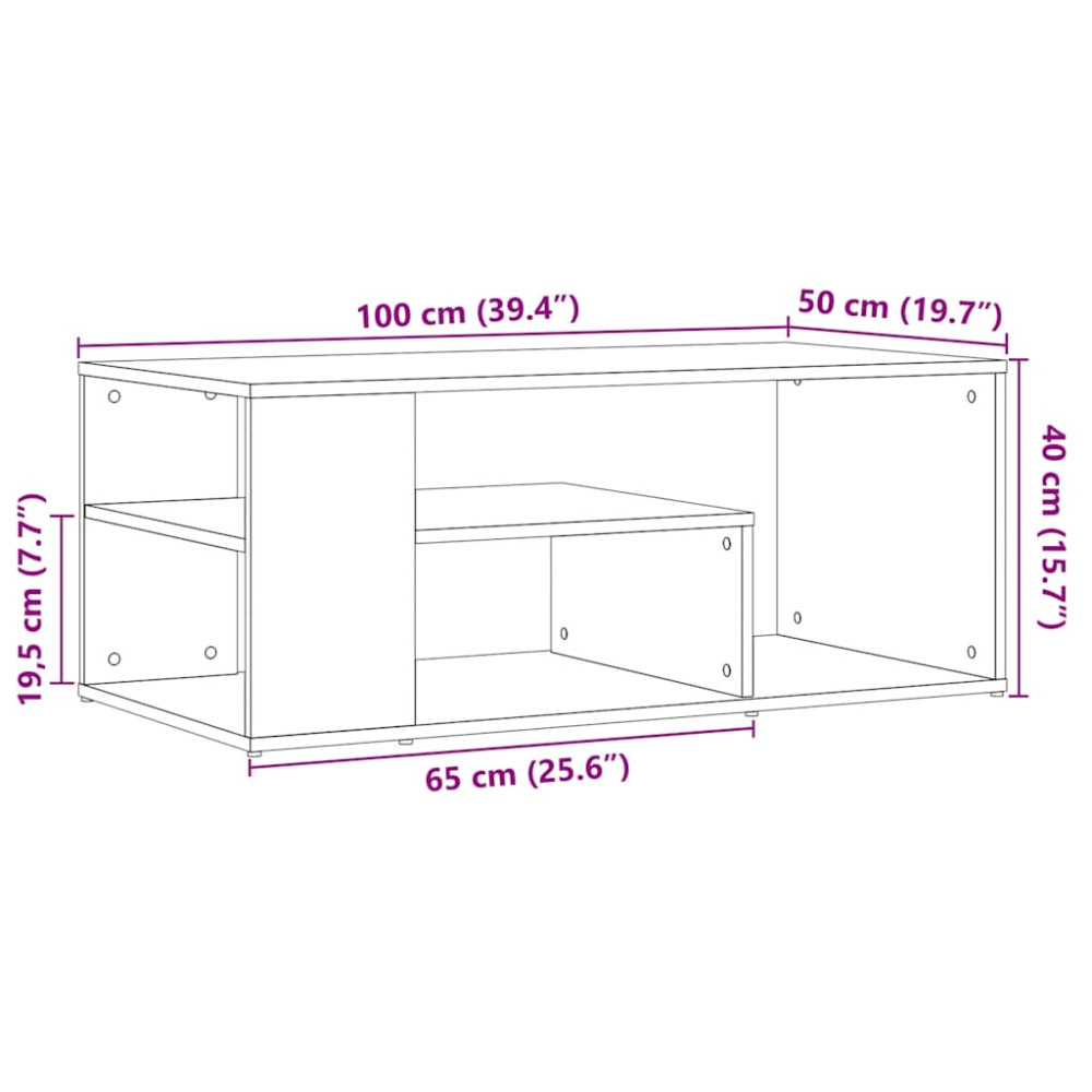 Produktbild för Soffbord artisan ek 100x50x40 cm konstruerat trä