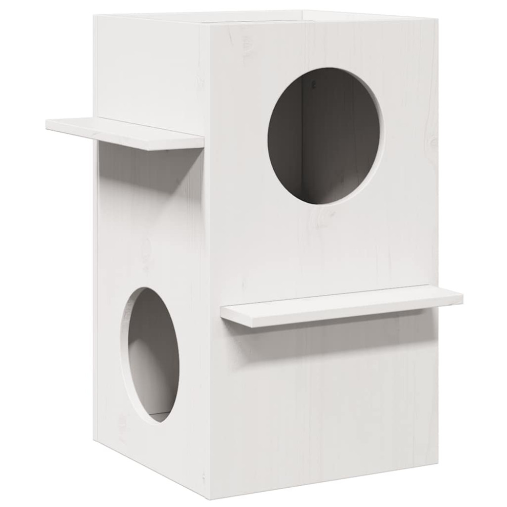 Produktbild för Katthus vit 43x43x60 cm massiv furu