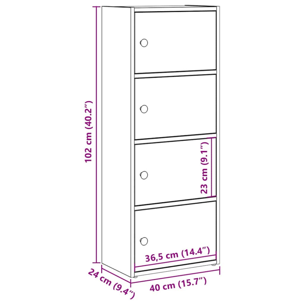 Produktbild för Bokhylla betonggrå 40x24x102 cm konstruerat trä