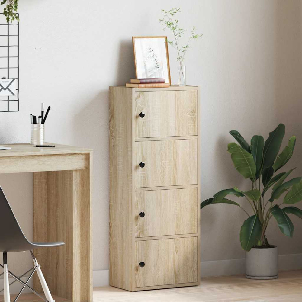 Produktbild för Bokhylla betonggrå 40x24x102 cm konstruerat trä