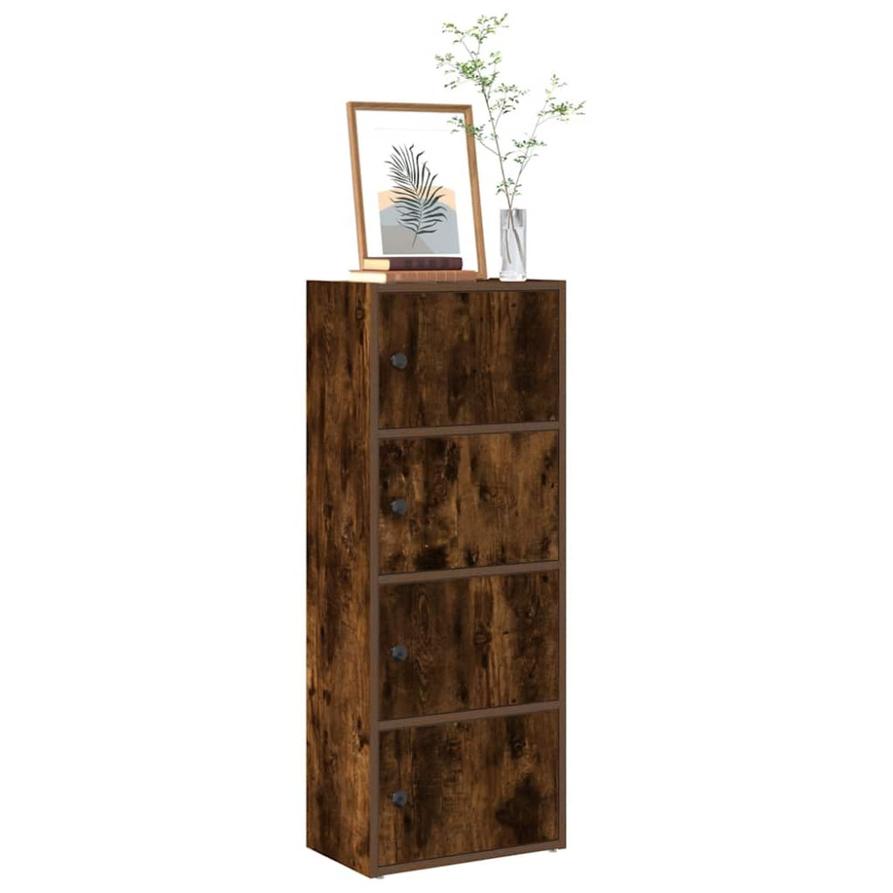Produktbild för Bokhylla rökfärgad ek 40x24x102 cm konstruerat trä