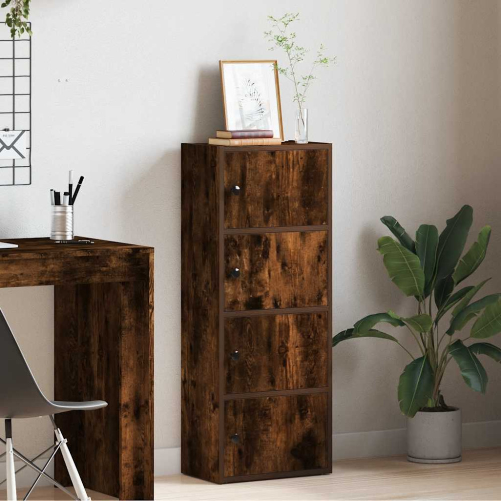 Produktbild för Bokhylla rökfärgad ek 40x24x102 cm konstruerat trä
