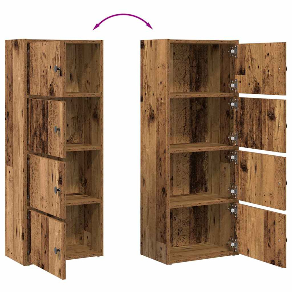 Produktbild för Bokhylla åldrat trä 40x24x102 cm konstruerat trä