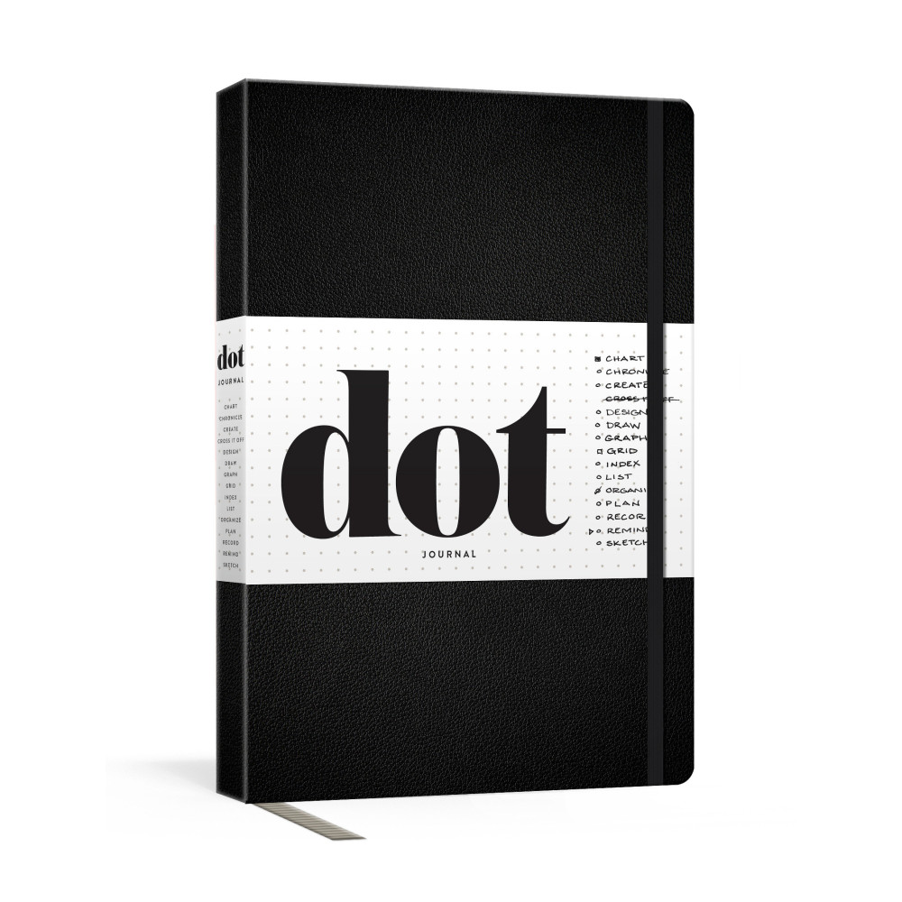 Produktbild för Dot Journal (Black): A dotted, blank journal for list-making, journaling, goal-setting: 256 pages with elastic closure and ribbon marker (inbunden, eng)
