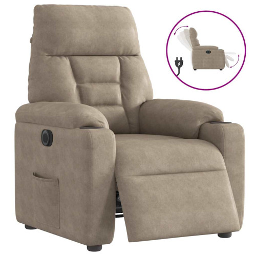 vidaXL Elektrisk reclinerfåtölj taupe mikrofibertyg