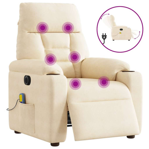 vidaXL Elektrisk massagefåtölj beige mikrofibertyg