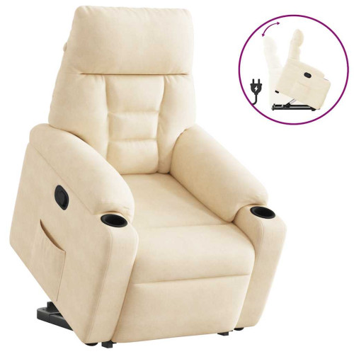 vidaXL Reclinerfåtölj med uppresningshjälp beige mikrofibertyg