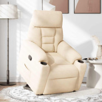 Produktbild för Reclinerfåtölj med uppresningshjälp beige mikrofibertyg