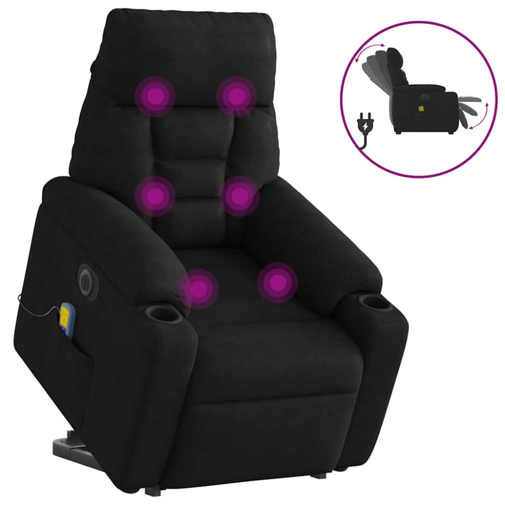 Produktbild för Elektrisk massagefåtölj med uppresningshjälp mikrofibertyg