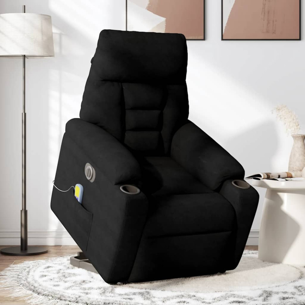 Produktbild för Elektrisk massagefåtölj med uppresningshjälp mikrofibertyg