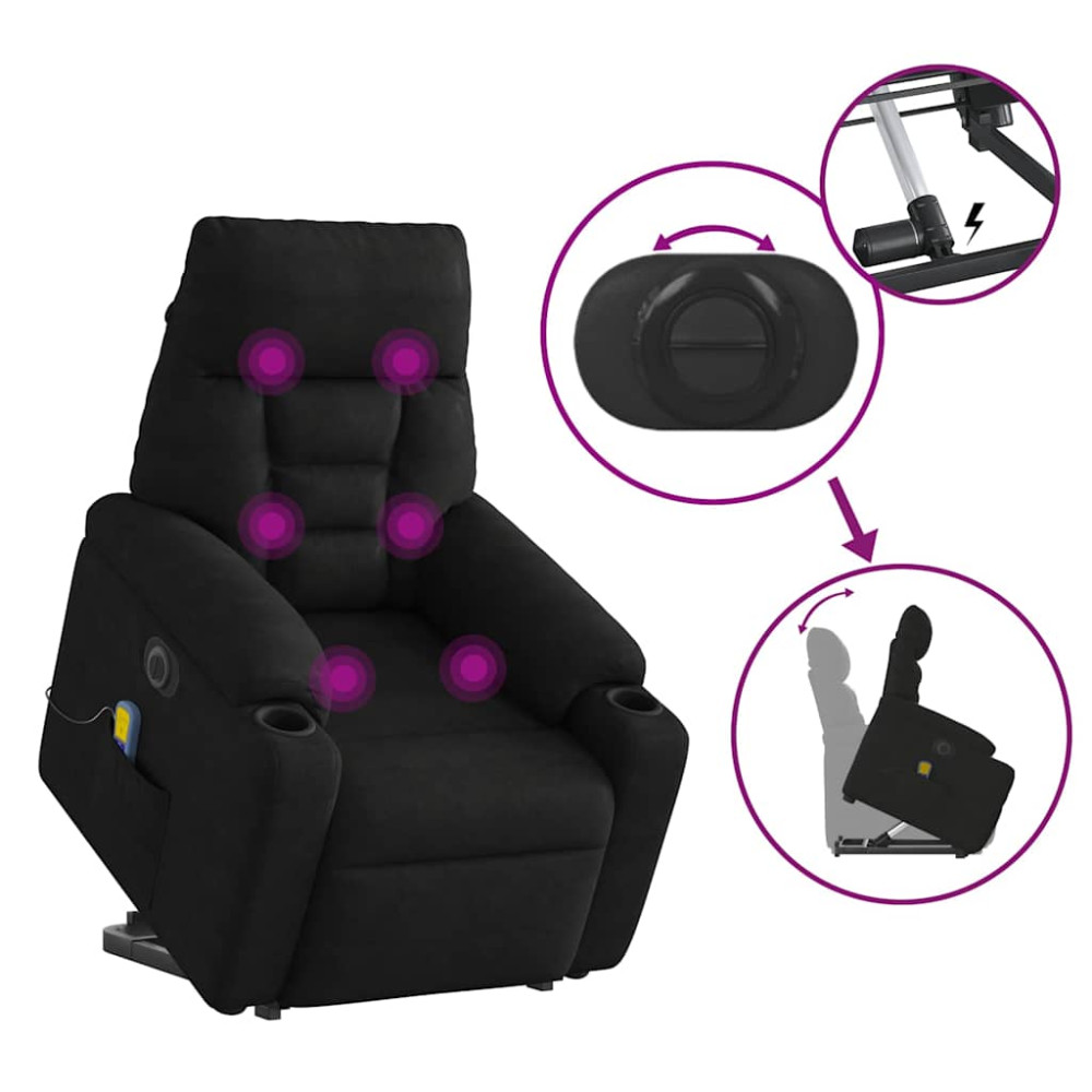 Produktbild för Elektrisk massagefåtölj med uppresningshjälp mikrofibertyg