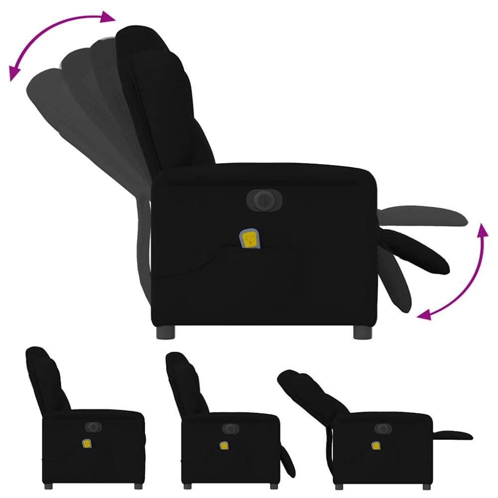 Produktbild för Elektrisk massagefåtölj med uppresningshjälp svart tyg