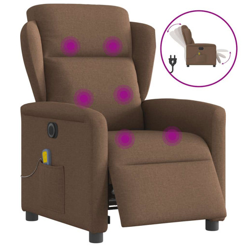 vidaXL Elektrisk massagefåtölj brun tyg