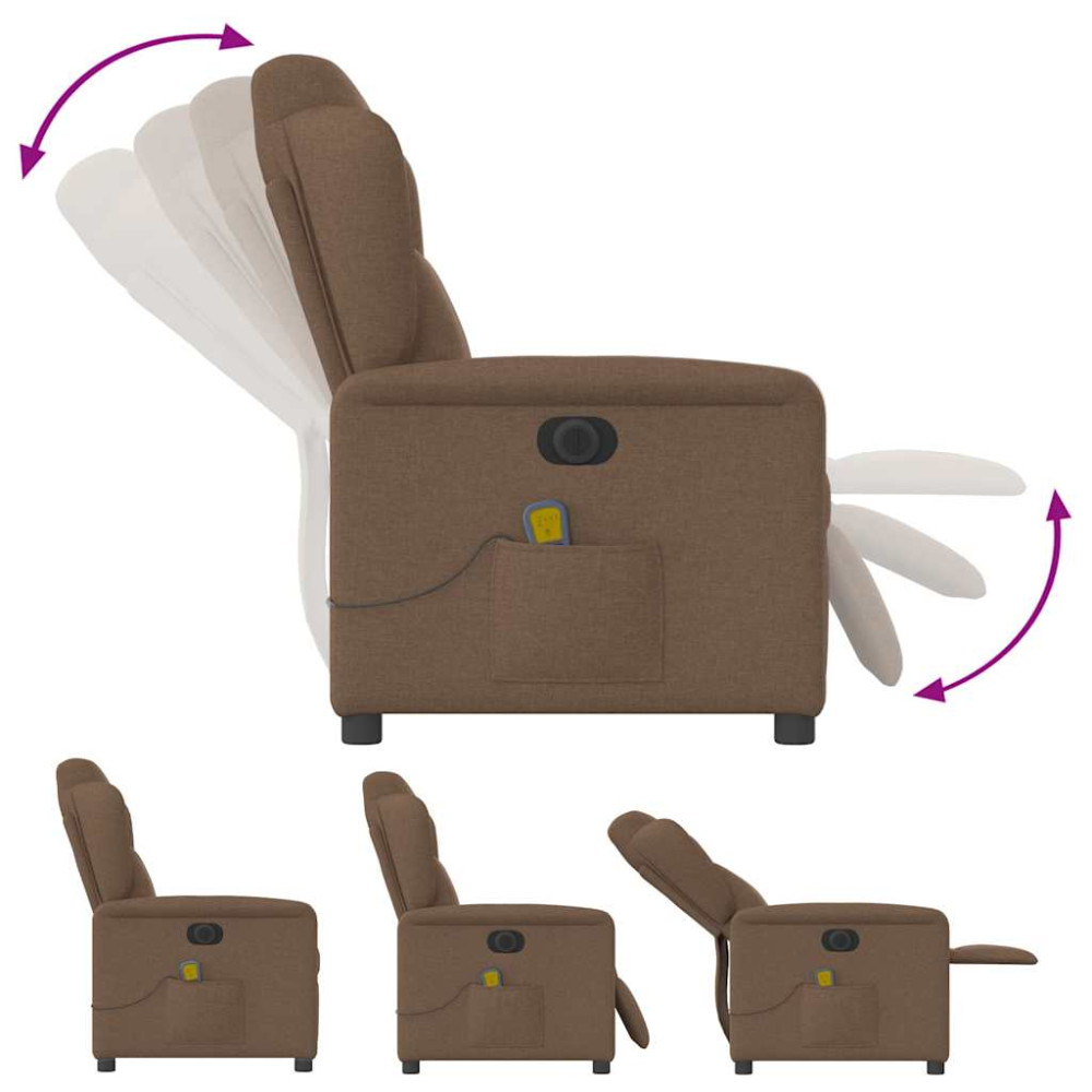 Produktbild för Elektrisk massagefåtölj brun tyg