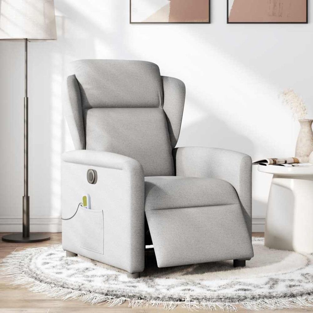 Produktbild för Elektrisk massagefåtölj molngrå tyg