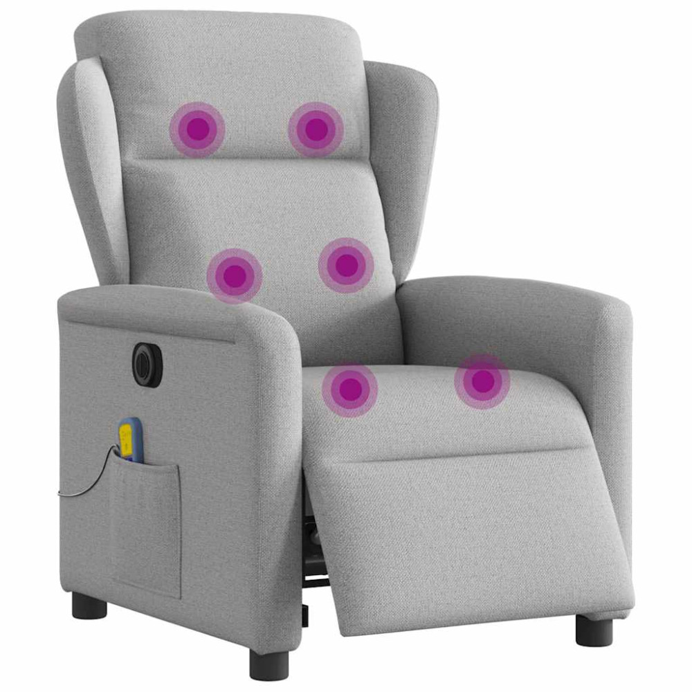 Produktbild för Elektrisk massagefåtölj molngrå tyg