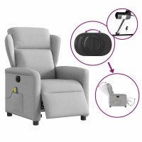 Produktbild för Elektrisk massagefåtölj molngrå tyg