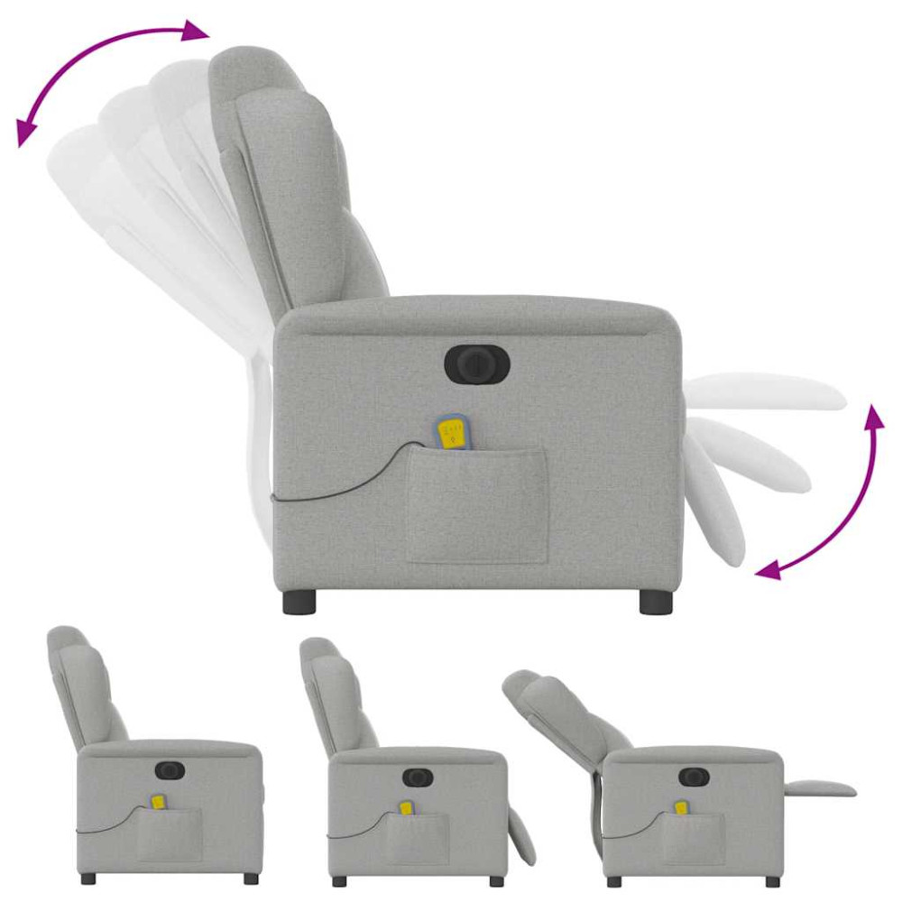Produktbild för Elektrisk massagefåtölj molngrå tyg