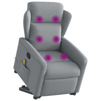 Produktbild för Massagefåtölj med uppresningshjälp ljusgrå tyg