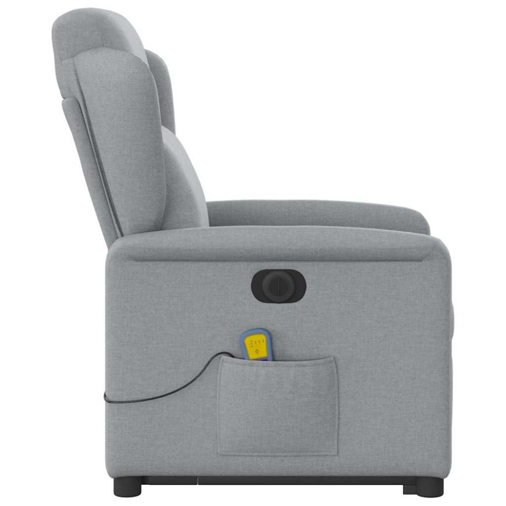 Produktbild för Elektrisk massagefåtölj med uppresningshjälp ljusgrå tyg
