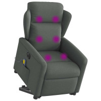Produktbild för Elektrisk massagefåtölj med uppresningshjälp mörkgrå tyg