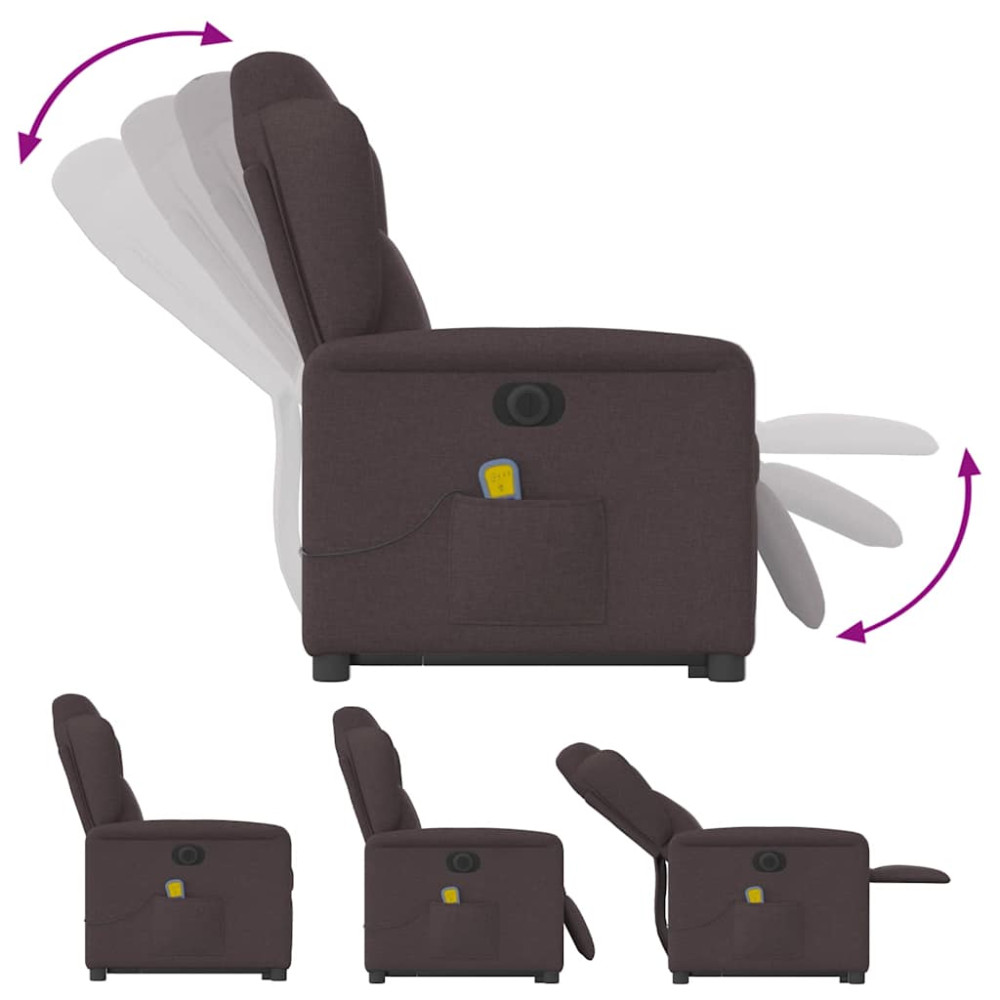 Produktbild för Elektrisk massagefåtölj med uppresningshjälp mörkbrun tyg