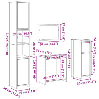 Produktbild för Badrumsmöbler set 4 delar åldrat trä konstruerat trä