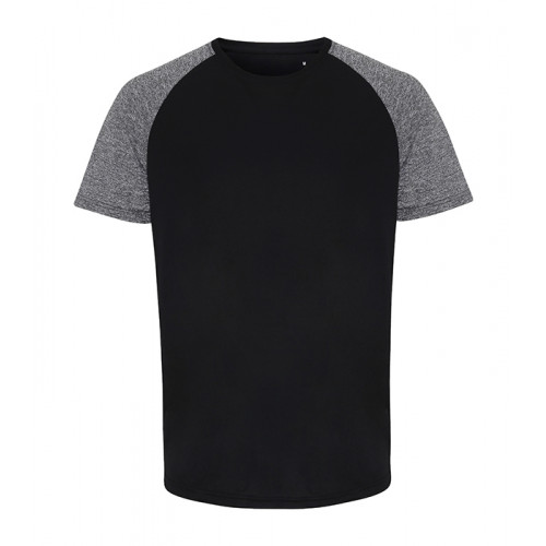 Tri Dri Mens TriDri ® Contrast Sleeve Performance Tshirt Black/Black Melange