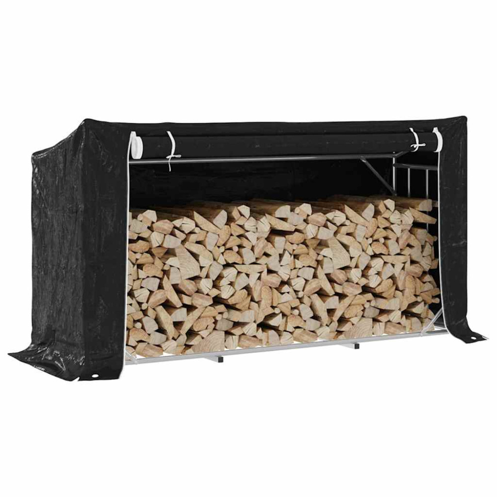 Produktbild för Vedställ med regnskydd 200,5x60,5x110,5 cm galvaniserat stål