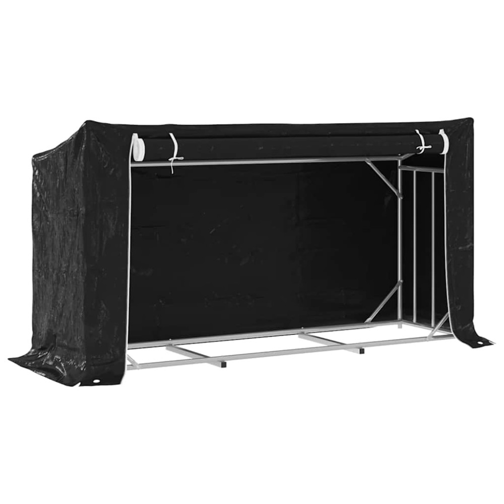 Produktbild för Vedställ med regnskydd 200,5x60,5x110,5 cm galvaniserat stål