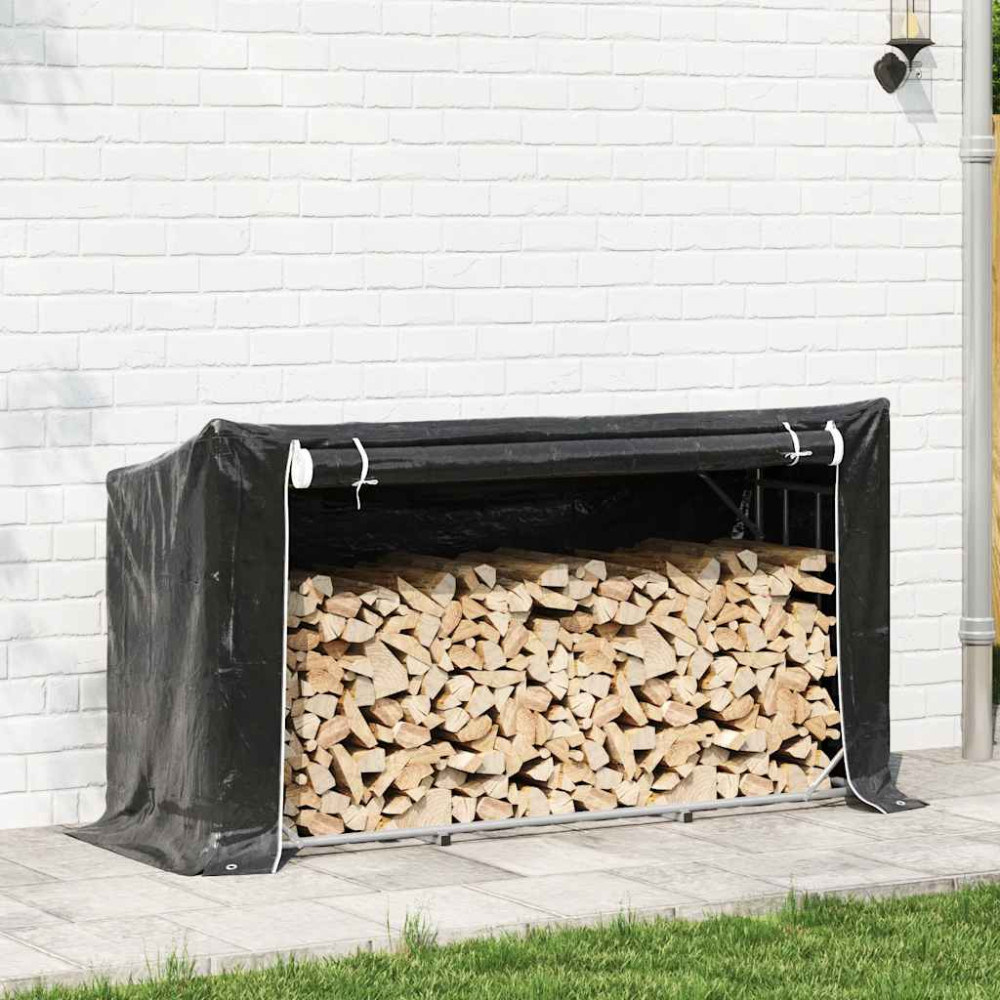 Produktbild för Vedställ med regnskydd 200,5x60,5x110,5 cm galvaniserat stål