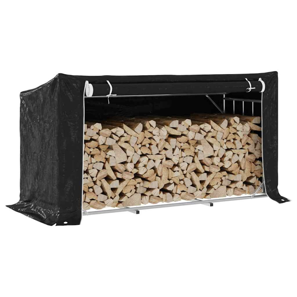 Produktbild för Vedställ med regnskydd 200,5x80,5x110,5 cm galvaniserat stål