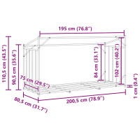 Produktbild för Vedställ med regnskydd 200,5x80,5x110,5 cm galvaniserat stål