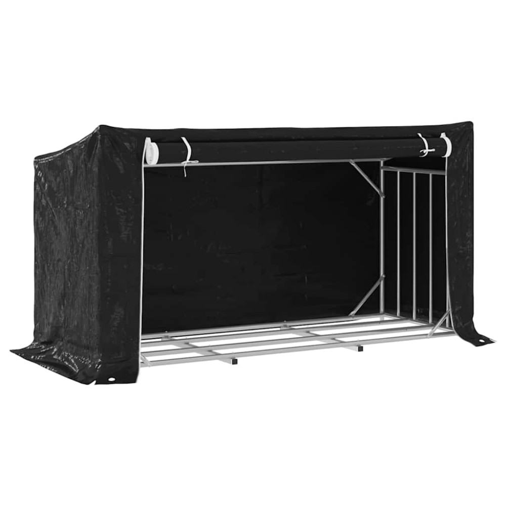 Produktbild för Vedställ med regnskydd 200,5x80,5x110,5 cm galvaniserat stål