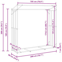 Produktbild för Vedställ med regnskydd 200x60x200 cm galvaniserat stål