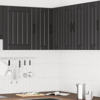 Produktbild för Vägghörnskåp för kök Lucca svart konstruerat trä