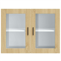 Produktbild för Väggskåp för kök med glasdörr Porto sonoma-ek