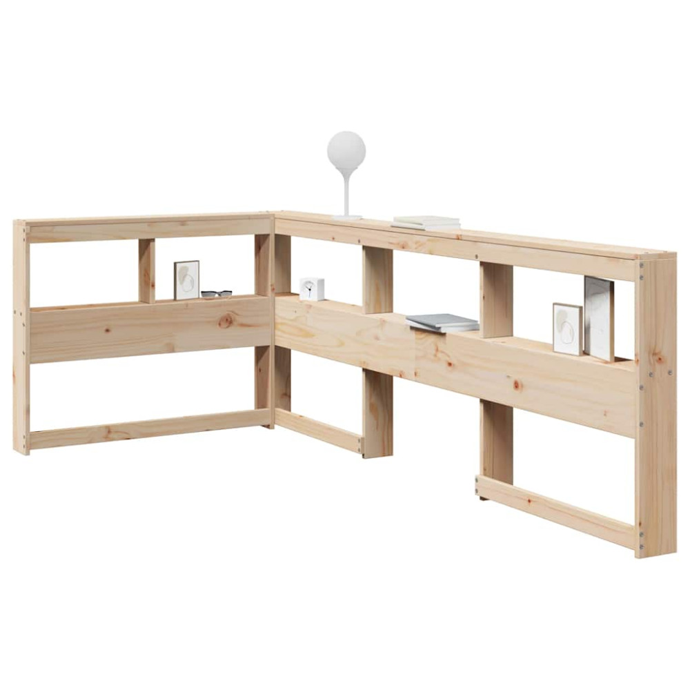 Produktbild för Bokhylla sänggavel L-formad 80 cm massiv furu