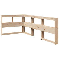 Produktbild för Bokhylla sänggavel L-formad 80 cm massiv furu
