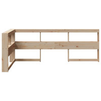 Produktbild för Bokhylla sänggavel L-formad 80 cm massiv furu