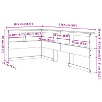 Produktbild för Bokhylla sänggavel L-formad 80 cm massiv furu
